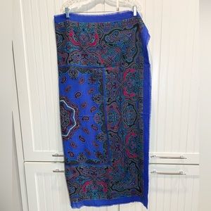 Vintage Lightweight Wool Scarf/Wrap - Paisley Print in Deep Jewel Tones